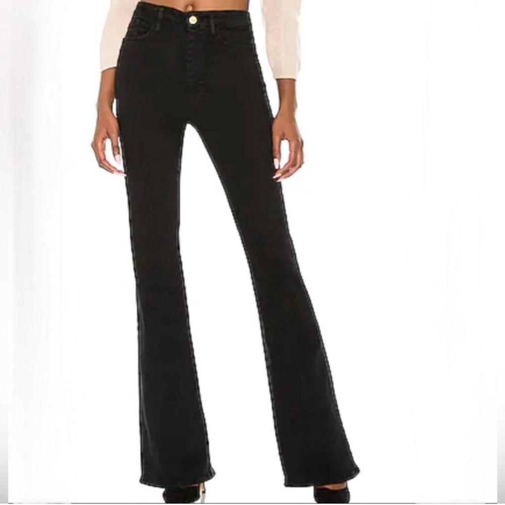 Frame Denim Black High-Rise Flare Jeans